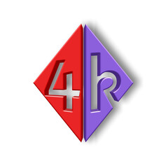 3D Render Of A Symbol. 4.k Letter Red Blue Logo Design