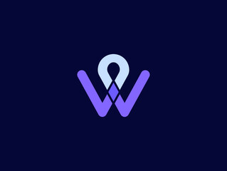 Letter W With Pin Location Logo Design