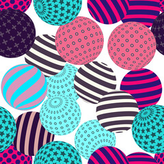 Obraz premium Retro 3d illustration of abstract balls, great design for any purpose. Modern poster for cover design. Vector seamless technology background. Background wall design.