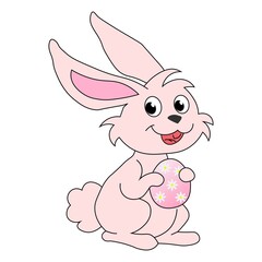 Cute rabbit carftoon holding easter egg