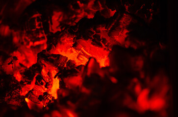 Close up of fire in the fireplace