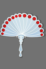 Fan with holder. Asian accessory. An isolated item on a white background. Vector