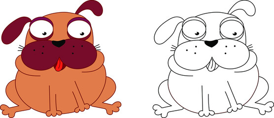 vector illustration funny dog pug coloring book