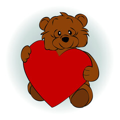 Cute Teddy Bear Holding Heart
