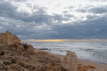 Beautiful sea view from Argaman beach is a recreation and sports area in Netanya