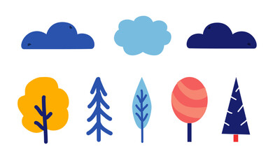 Vector illustration, separately isolated items on a white background.