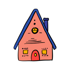 Vector illustration, house, doodle style, isolated on a white background.