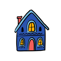 Vector illustration, house, doodle style, isolated on a white background.
