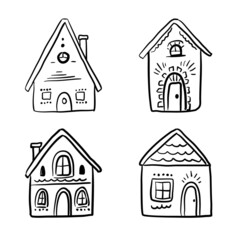 Vector illustration, small houses set, isolated on a white background.