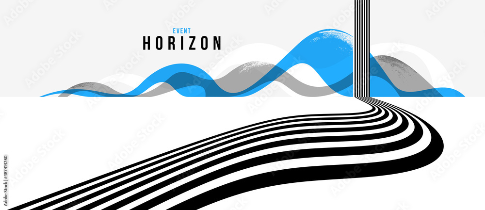 Poster linear composition vector road to horizon, abstract background with lines in 3d perspective, optical