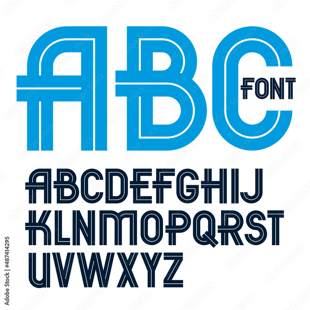 Poster set of vector capital alphabet letters made with white lines, can be used for logo creation in publi