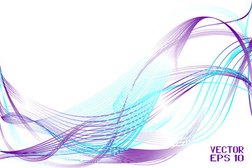 Abstract Blue and Purple Pattern with Waves. Striped Linear Texture. Vector. 3D Illustration