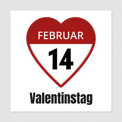 14. Februar - Valentinstag - Text and Herzicons