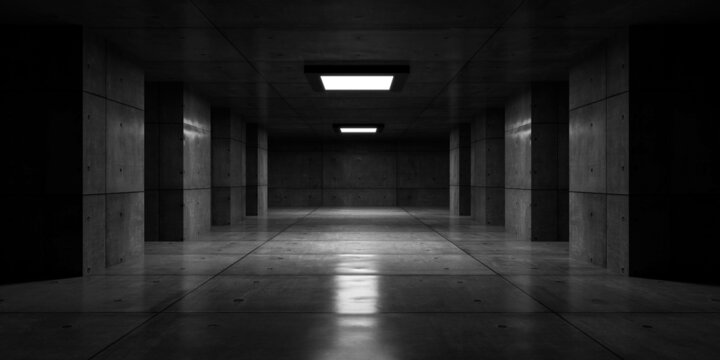 dark concrete basement garage background 3d render illustration