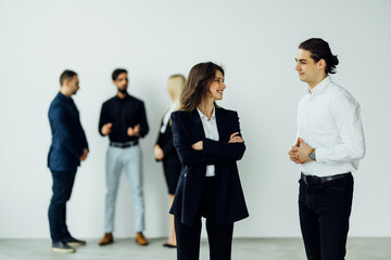 Business group meeting discussion strategy working concept in front of collefues