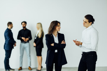 Group of business people working on project at modern startup office. Business people meeting discussion working concept