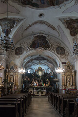 Mount St. Anna, Poland, January 22, 2022: Inside the Basilica of St. Anna in the international...