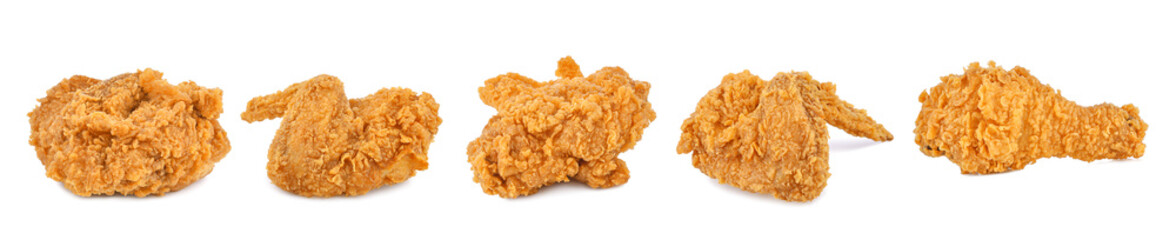 Fried chicken isolated on white background.
