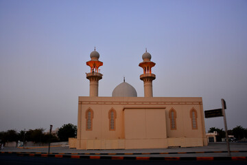 Traditional Mosque at dusk in Dubai, United Arab Emirates, UAE