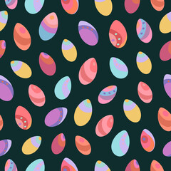 Seamless vector pattern of Easter eggs. Holiday background for greeting card, website, printing on fabric, gift wrap, postcard and wallpapers. Easter background.