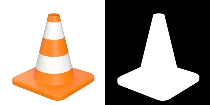 3D rendering illustration of a traffic cone