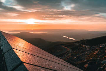 Fototapeta na wymiar Snowdon Peak at Sunset
