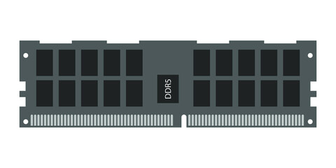 Fototapeta premium Computer memory, ram, computer accessories. DDR5 memory module card. Vector illustration isolated on white background. EPS 10