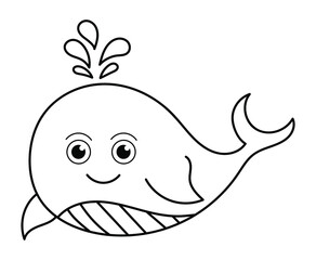 Whale vector drawing animal vector drawing, cartoon vector, line art and color