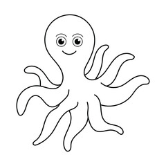 Cute cartoon octopus for coloring book.