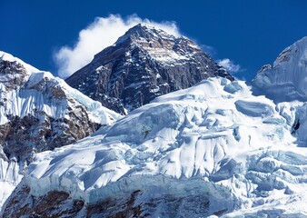 Mount Everest with cloud blue colored from Kala Patthar