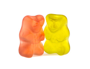 multicolored jelly bear candy isolated on white background