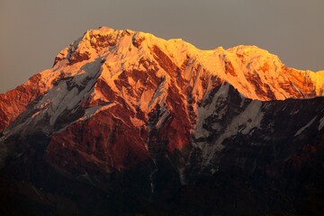 Evening sunset Annapurna range Nepal Himalaya mountain