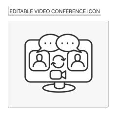  Communication line icon. Exchange messages.Computer global network. Job group conference. Video conference concept. Isolated vector illustration. Editable stroke