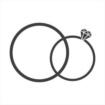 Wedding ring icon on a white background. Gift for a girl