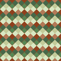 Vector, Seamless, Image in The Form of Brown-Green Squares Arranged in A Horizontal Rectilinear Order. Can Be Used in Design and Textiles