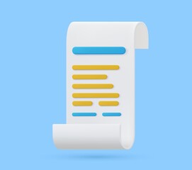 Paper bill of transaction receipt payment icon