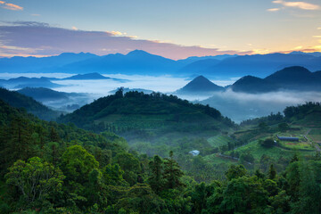 Asia culture - Beautiful landscape of lake level reflect fantasy dramatic sunrise sky in Sun Moon Lake , in Taiwan, Asia. the famous travel attractions in Nantou ,Taiwan. Scenery of Sun Moon Lake,