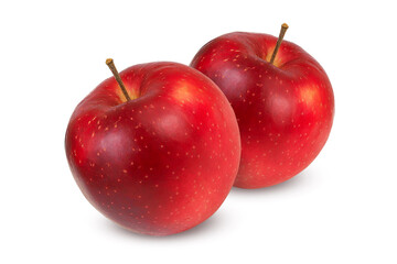 Red apples on an isolated white background. two apples