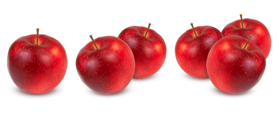 Collection of red apples on isolated white background