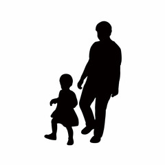 woman and child walking bodies, silhouette vector