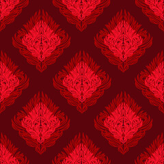 Damascus pattern. Baroque wallpaper. Seamless vector background with decorative leaves. Colored carpet, fabric, monochrome red ornament 