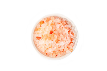 Pink Himalayan salt crystals, food concept photo.