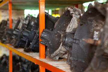 Used car parts on the store shelf.