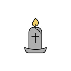 candle, cross, easter line colored icon. Signs and symbols can be used for web, logo, mobile app, UI, UX