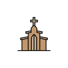 church, easter, cross line colored icon. Signs and symbols can be used for web, logo, mobile app, UI, UX