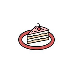 cake, desert, celebration line colored icon. Signs and symbols can be used for web, logo, mobile app, UI, UX