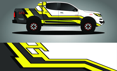 Vektor desain bungkus mobil balap. Grafis abstrak stripe racing background kit desain untuk membungkus kendaraan, mobil balap, reli, petualangan dan livery