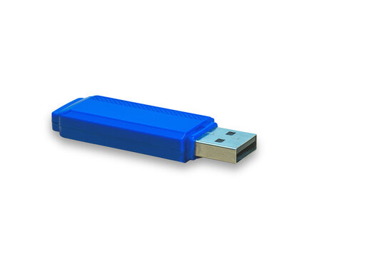 blue flash drive isolated on white background
