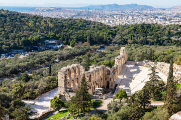Odeon of Herodes Atticus under Acropolis in Athens,Greece