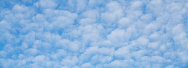 Sky with white clouds. Copy space empty background.